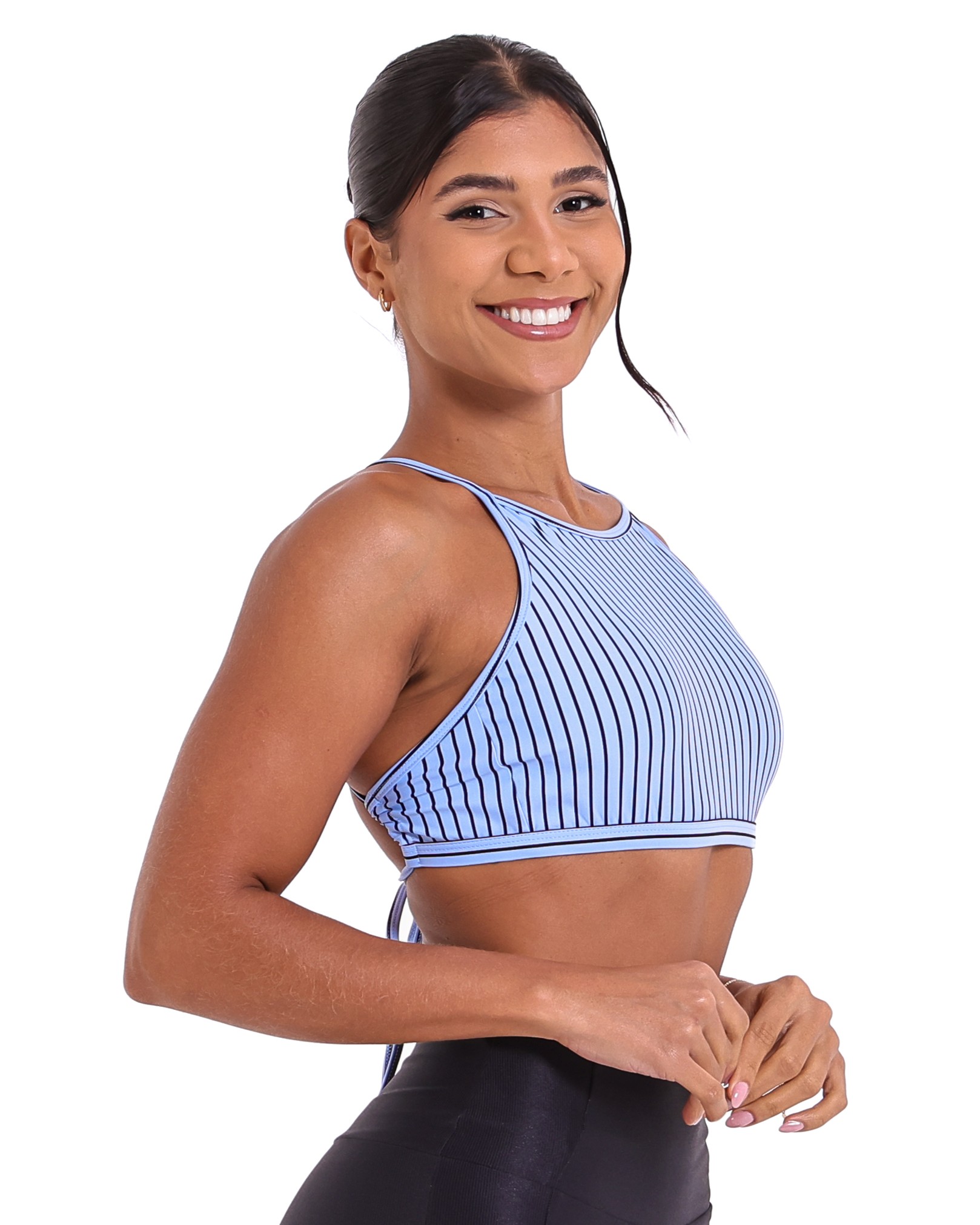 Top Paula Listrado Preto