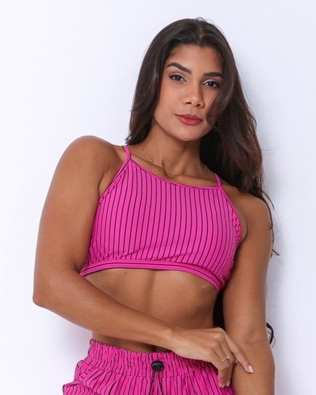 Top Paula Listrado Preto