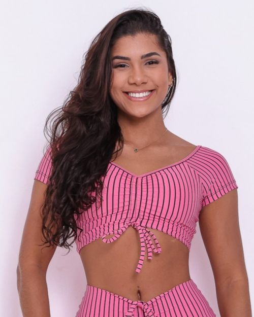 Top Manguinha Listrado Preto