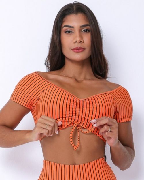 Top Manguinha Listrado Preto