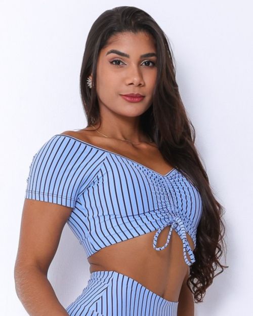 Top Manguinha Listrado Preto
