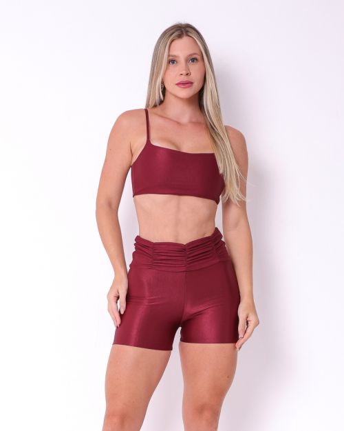 Conjunto Short B�sico C�s Franzido Compress�o + Top Ju