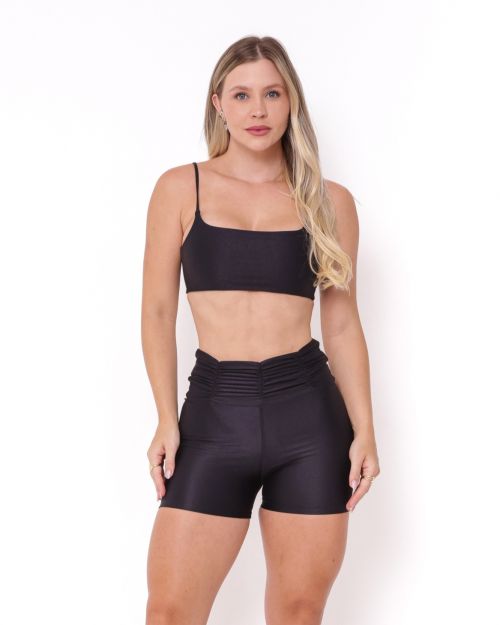 Conjunto Short B�sico C�s Franzido Compress�o + Top Ju