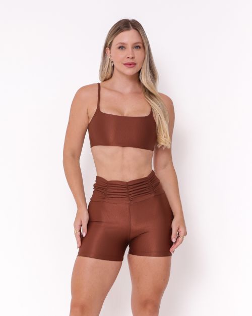 Conjunto Short B�sico C�s Franzido Compress�o + Top Ju