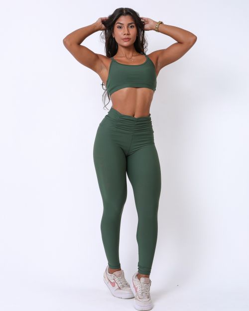 Conjunto Calça Básica Cós Franzido Light + Top Lu