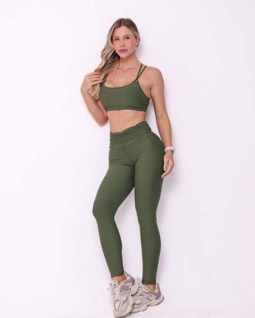Conjunto Calça Básica Cós Franzido Light + Top Lu