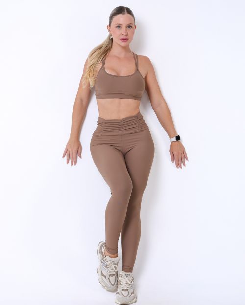 Conjunto Calça Básica Cós Franzido Light + Top Lu