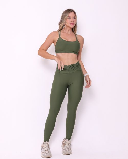 Conjunto Calça Básica Cós Franzido Light + Top Lu