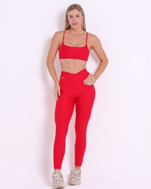 Conjunto Calça Legging Básica Cós Cruzado Light + Top Ju