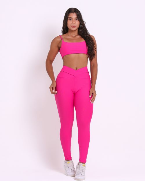 Conjunto Calça Legging Básica Cós Cruzado Light + Top Ju