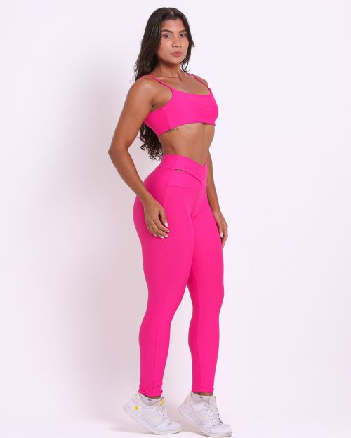 Conjunto Calça Legging Básica Cós Cruzado Light + Top Ju