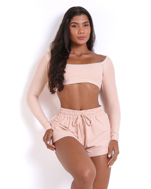 Conjunto Short Boxer Basic Light + Top Scandal Manga Longa