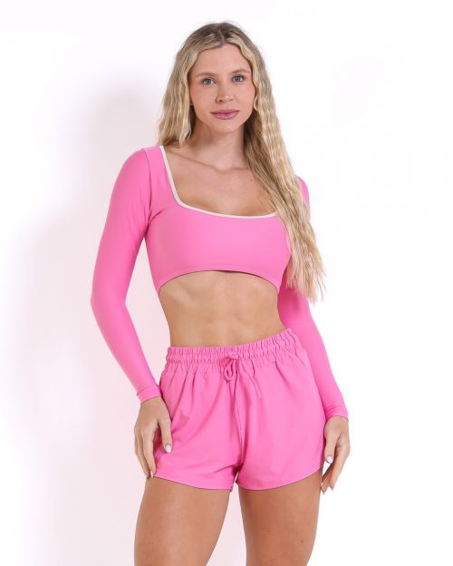 Conjunto Short Boxer Basic Light + Top Scandal Manga Longa