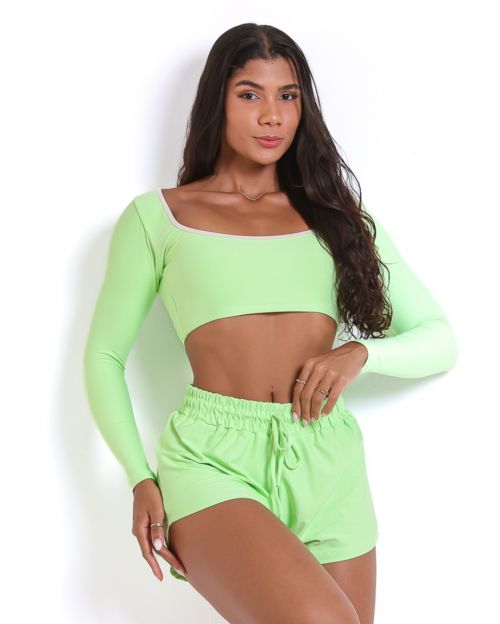 Conjunto Short Boxer Basic Light + Top Scandal Manga Longa