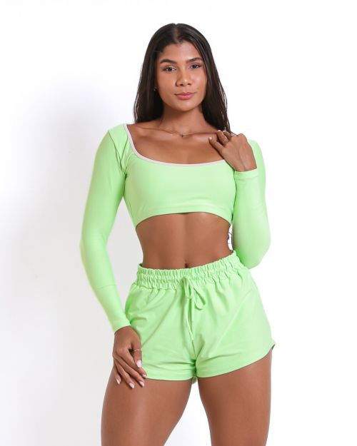 Conjunto Short Boxer Basic Light + Top Scandal Manga Longa