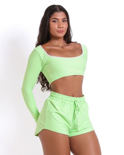 Conjunto Short Boxer Basic Light + Top Scandal Manga Longa