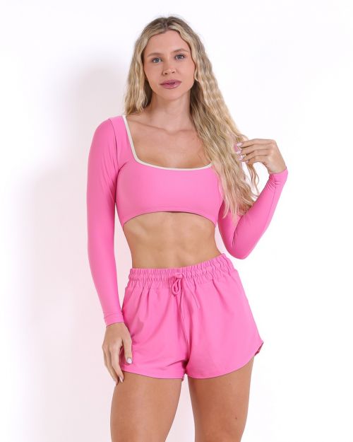 Conjunto Short Boxer Basic Light + Top Scandal Manga Longa