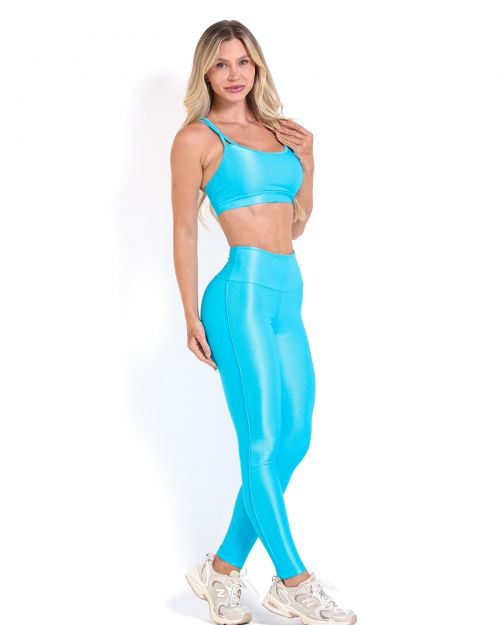 Conjunto Calça Legging Empina Vivo Cós Reto Compressão + Top Lu
