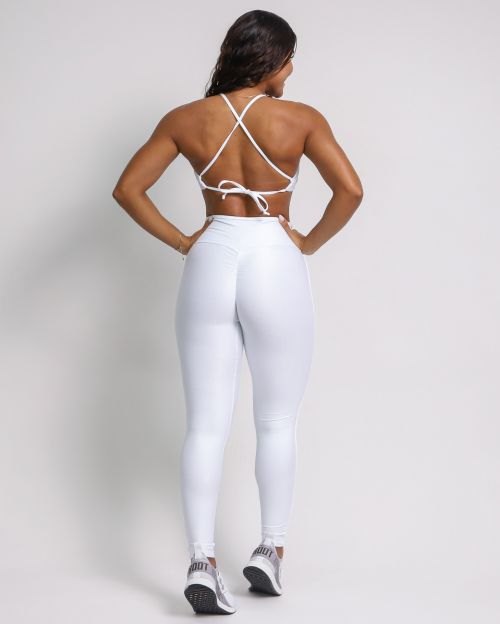 Conjunto Calça Legging Empina Vivo Cós Reto Compressão + Top Paula