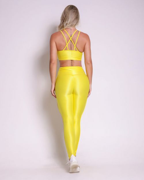 Conjunto Calça Legging Empina Vivo Cós Reto Compressão + Top Vivi