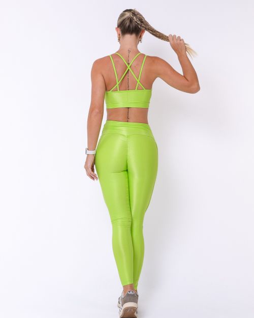 Conjunto Calça Legging Empina Vivo Cós Reto Compressão + Top Vivi
