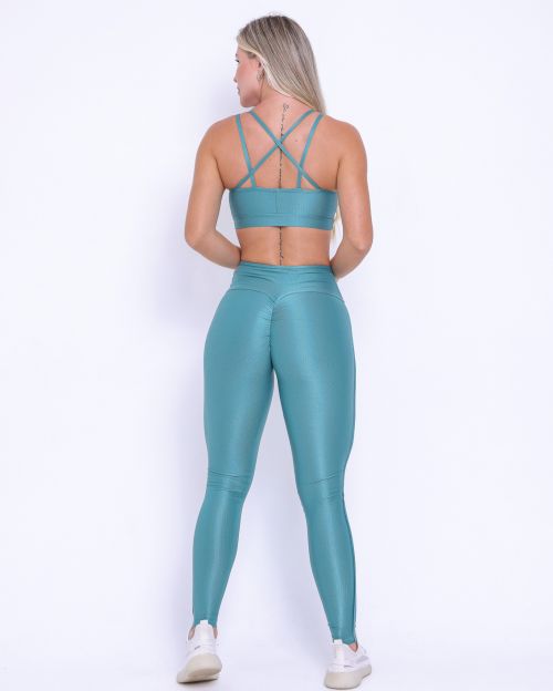 Conjunto Calça Legging Empina Vivo Cós Reto Compressão + Top Vivi