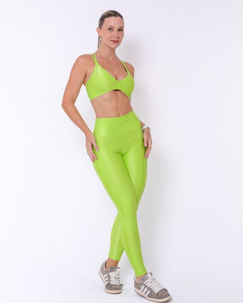 Conjunto Calça Legging Empina Vivo Cós Reto Compressão + Top Vivi