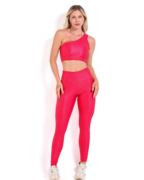 Conjunto Calça Legging Empina Vivo Cós Reto Compressão + Top Paloma