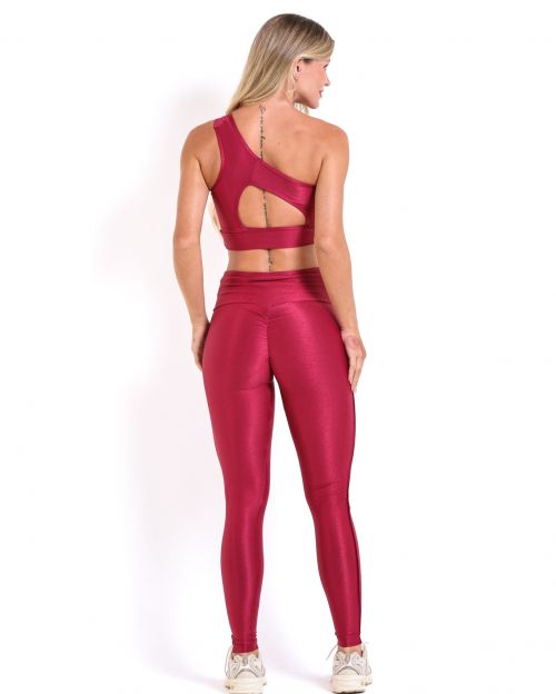 Conjunto Calça Legging Empina Vivo Cós Reto Compressão + Top Paloma