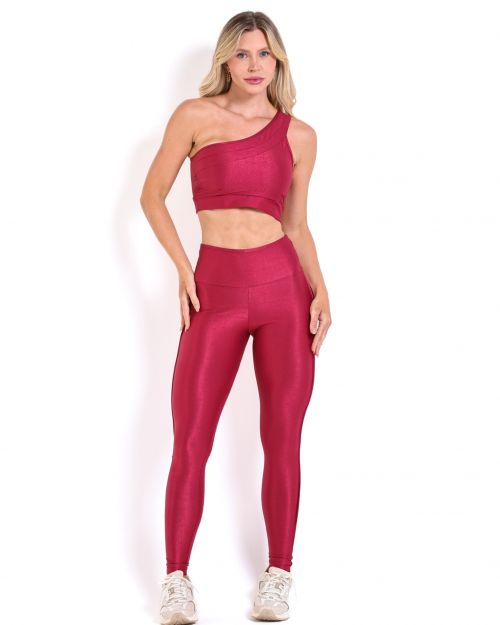 Conjunto Calça Legging Empina Vivo Cós Reto Compressão + Top Paloma