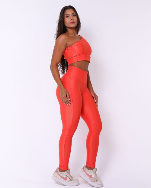 Conjunto Calça Legging Empina Vivo Cós Reto Compressão + Top Paloma