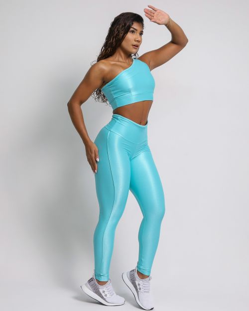 Conjunto Calça Legging Empina Vivo Cós Reto Compressão + Top Paloma