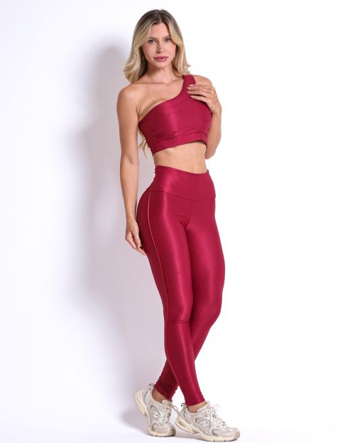 Conjunto Calça Legging Empina Vivo Cós Reto Compressão + Top Paloma