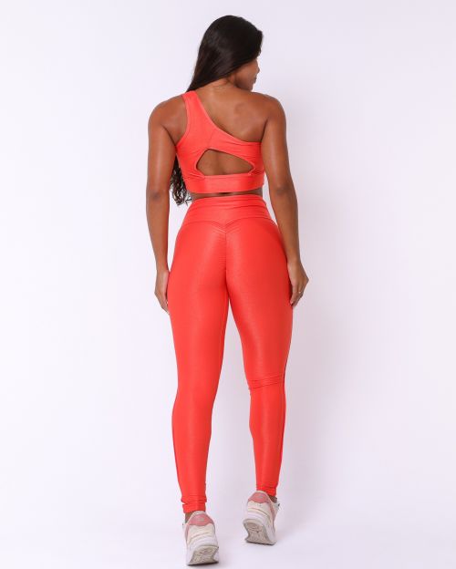 Conjunto Calça Legging Empina Vivo Cós Reto Compressão + Top Paloma
