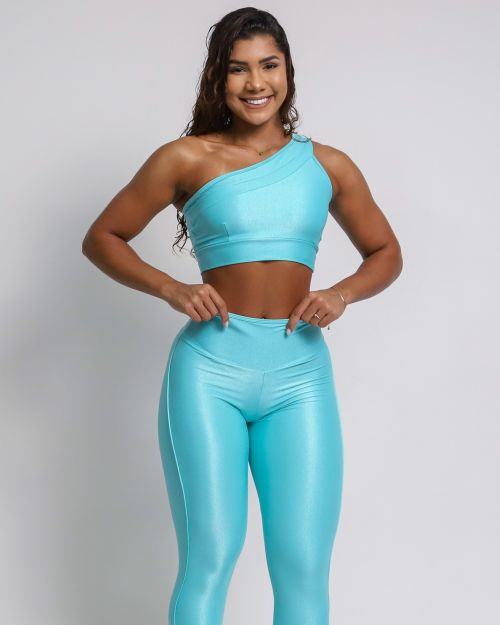 Conjunto Calça Legging Empina Vivo Cós Reto Compressão + Top Paloma