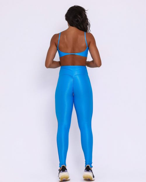 Conjunto Calça Legging Empina Vivo Cós Reto Compressão + Top Ju