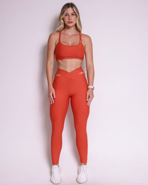 Conjunto Cal�a Legging B�sica C�s Cruzado Light + Top Lu