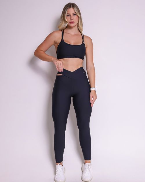 Conjunto Cal�a Legging B�sica C�s Cruzado Light + Top Lu