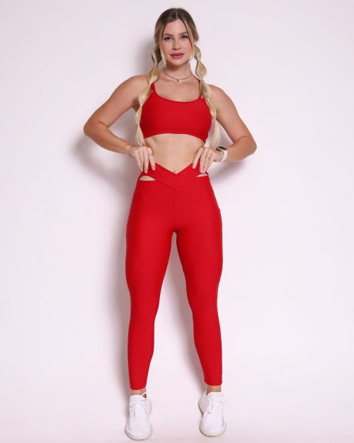 Conjunto Cal�a Legging B�sica C�s Cruzado Light + Top Lu