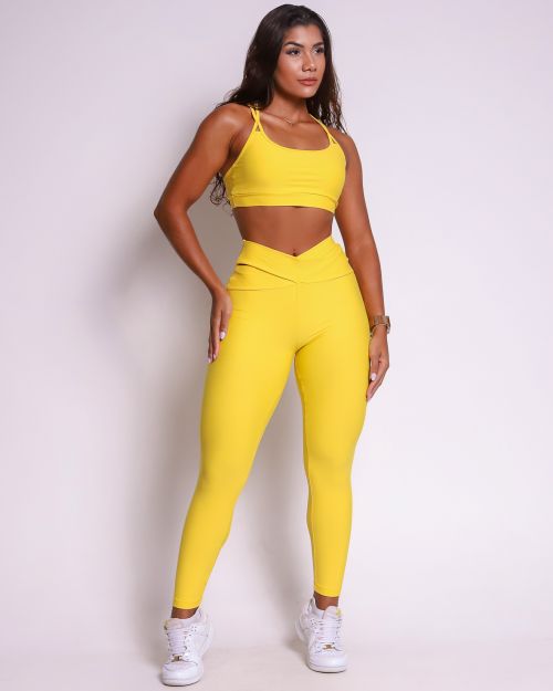 Conjunto Cal�a Legging B�sica C�s Cruzado Light + Top Lu