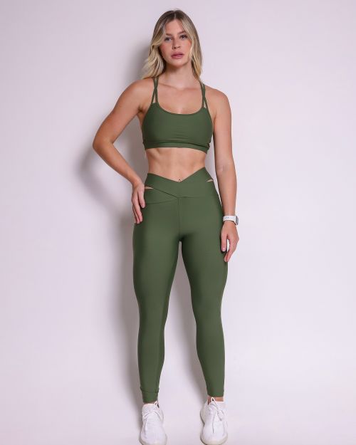 Conjunto Cal�a Legging B�sica C�s Cruzado Light + Top Lu
