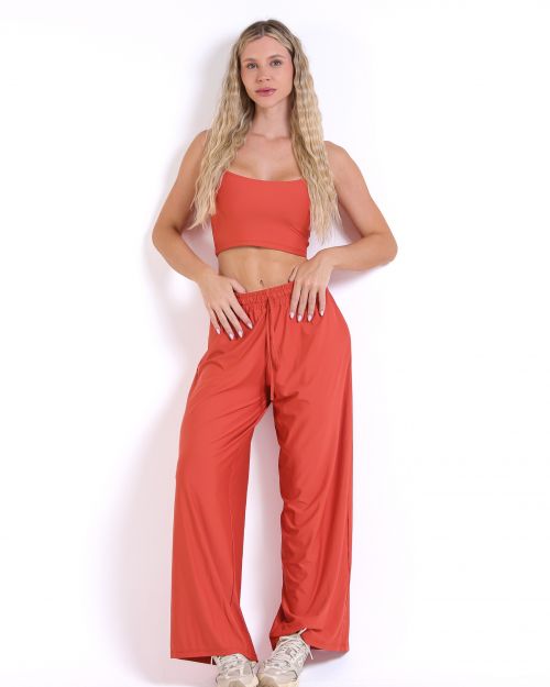 Conjunto Calça Pantalona Wide + Top Regatinha
