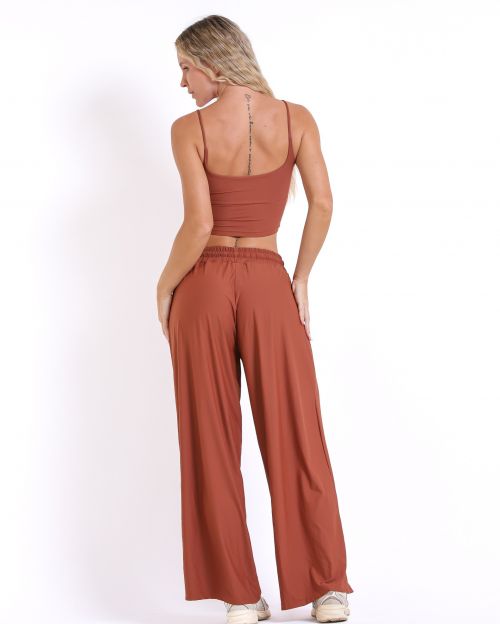 Conjunto Calça Pantalona Wide + Top Regatinha