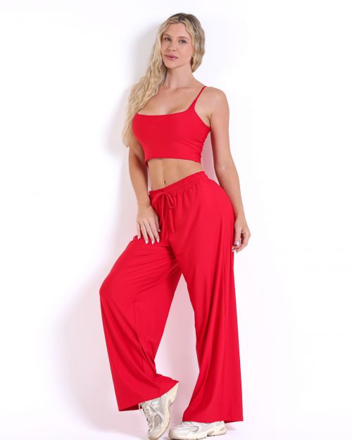 Conjunto Calça Pantalona Wide + Top Regatinha