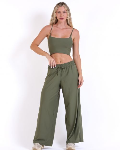 Conjunto Calça Pantalona Wide + Top Regatinha