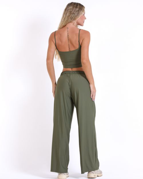 Conjunto Calça Pantalona Wide + Top Regatinha