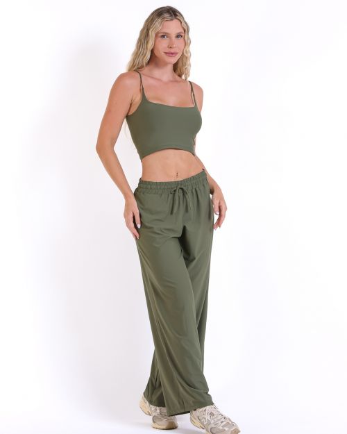 Conjunto Calça Pantalona Wide + Top Regatinha