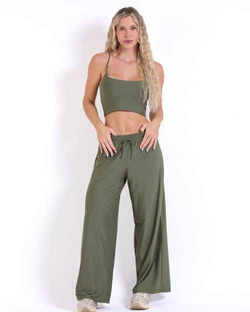 Conjunto Calça Pantalona Wide + Top Regatinha