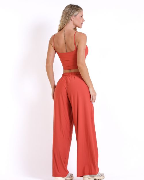 Conjunto Calça Pantalona Wide + Top Regatinha
