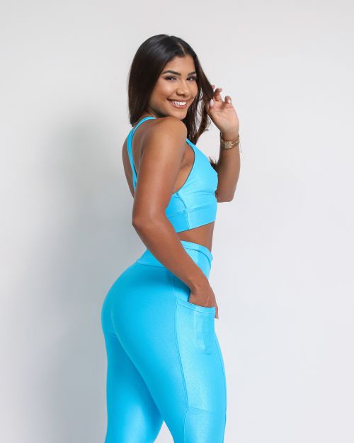 Conjunto Cal�a Legging B�sica Bolso Compress�o + Top Karol